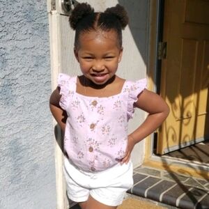 Cat & Jack Purple Floral Sleeveless Button-up Top Size XS(4/5) NWOT